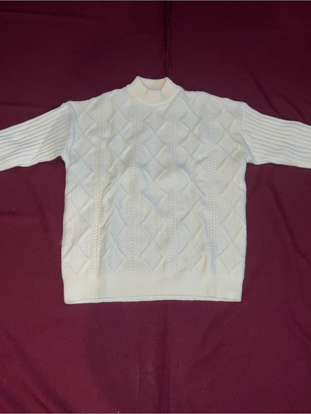 Vamtac Cream Cable-Knit Mock Neck Sweater size Small